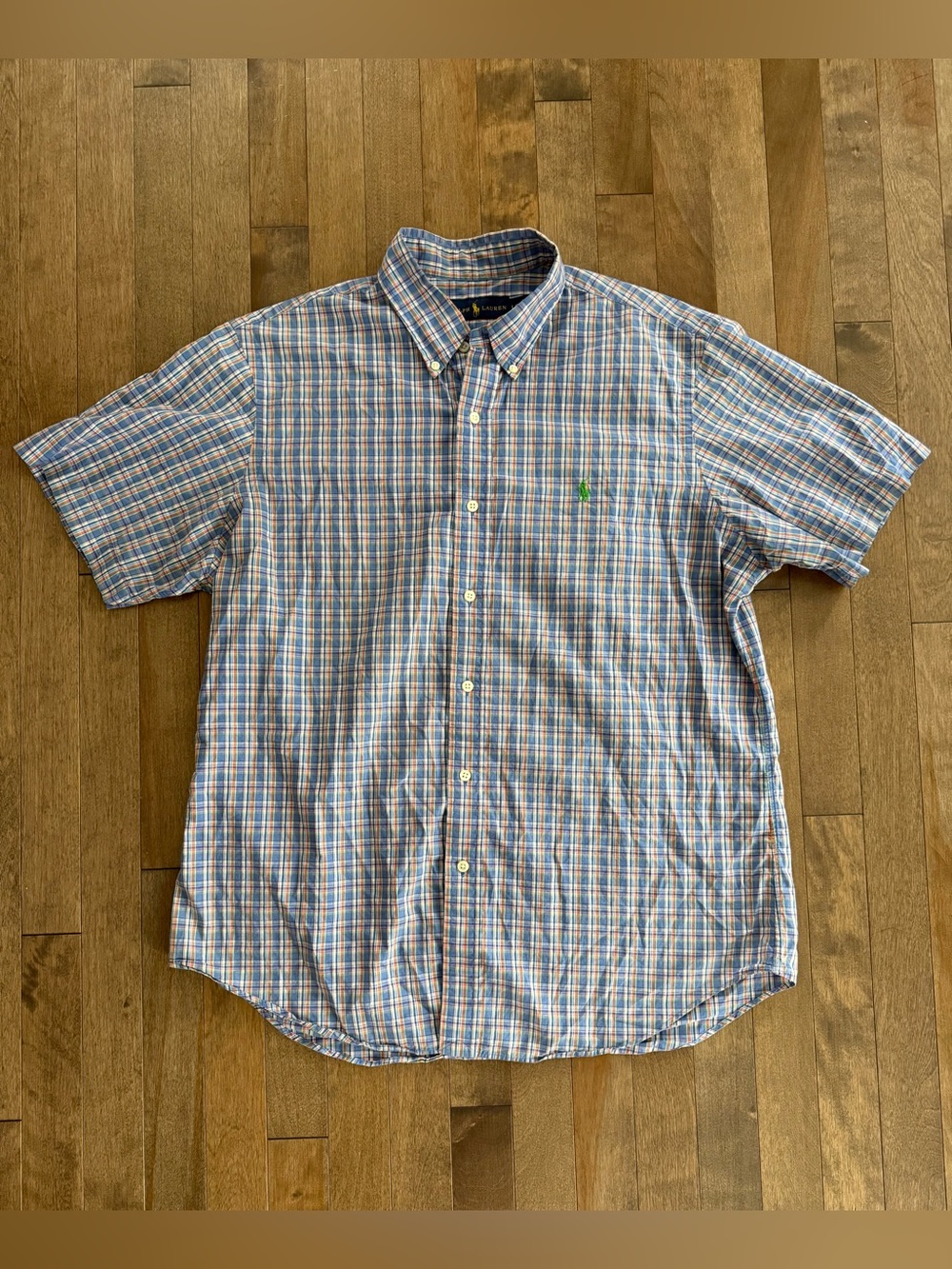 Polo Ralph Lauren – Men’s Plaid Button‑Down Short‑Sleeve Shirt – Size Large